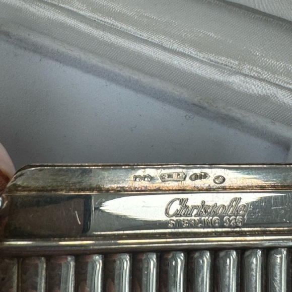 925 Sterling silver Christofle Paris vintage ribbed solid card holder - Picture 3 of 15